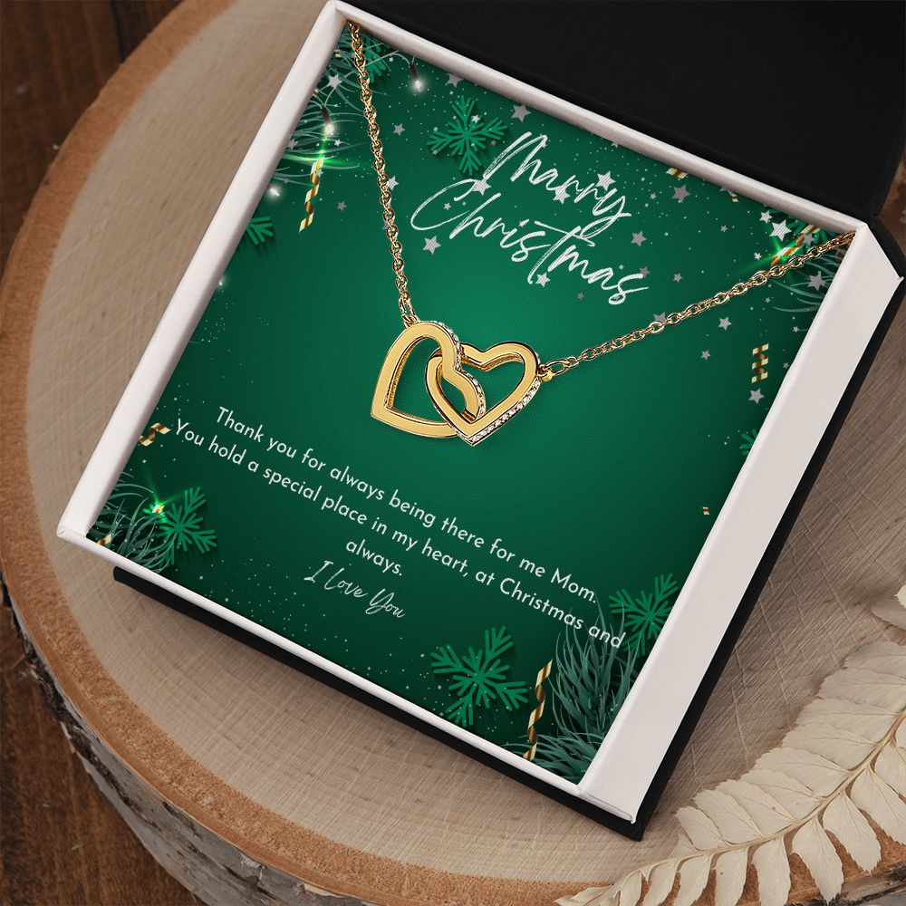 Interlocking Hearts Necklace - Merry Christmas Mom