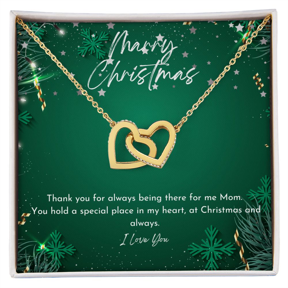 Interlocking Hearts Necklace - Merry Christmas Mom