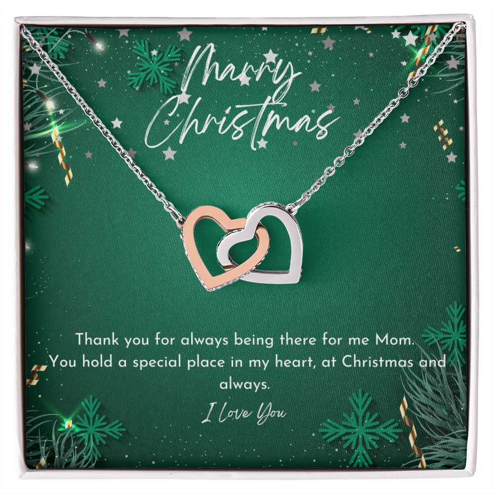 Interlocking Hearts Necklace - Merry Christmas Mom