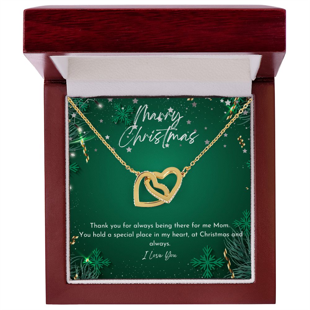 Interlocking Hearts Necklace - Merry Christmas Mom