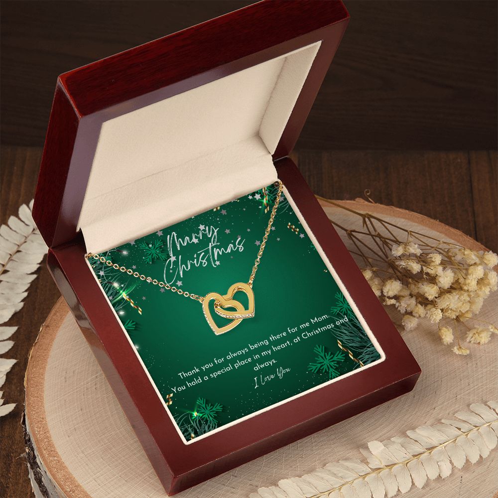 Interlocking Hearts Necklace - Merry Christmas Mom