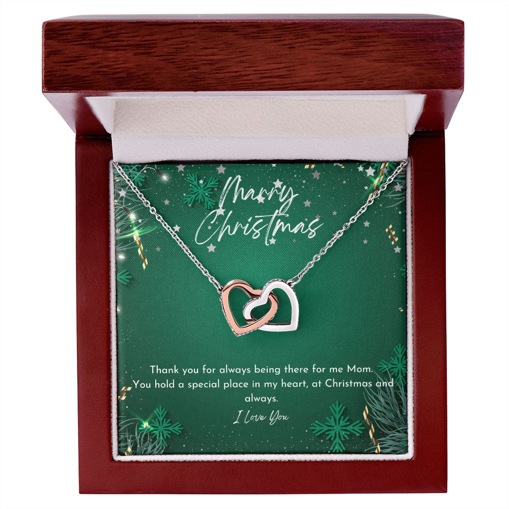 Interlocking Hearts Necklace - Merry Christmas Mom